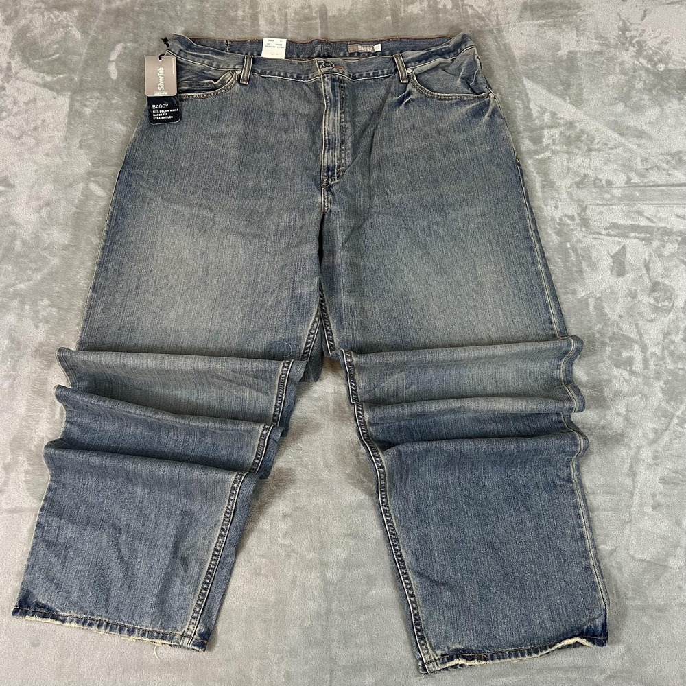 Levi's SilverTab Baggy Jeans Mens 42x36 Blue Denim Relaxed Straight Leg